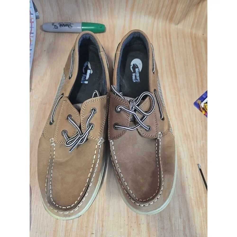 Island Surf Men's Tan Boat Shoes Size 10.5 Casual Preppy Neutral Classic Basic